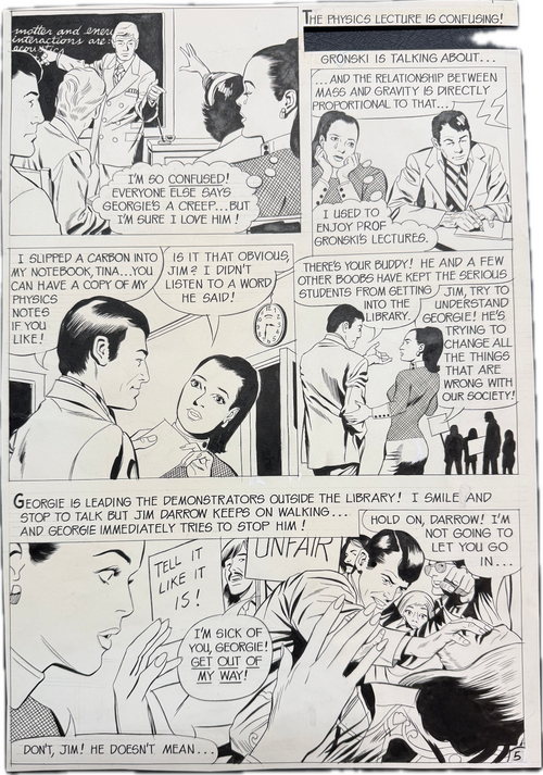 Mädchen Comic - Originalseite zu einem uns unbekannten Girl-Comic (Um 1970)