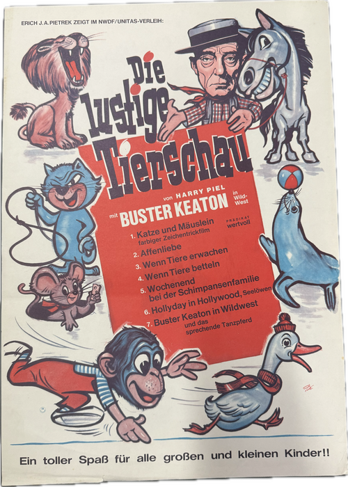 Buster Keaton Filmplakat der 60er Jahre Zu dem Film: Die lustige Tierschau.