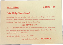 Micky Maus Beilage SFB Zettel von 1956 aus Heft 24