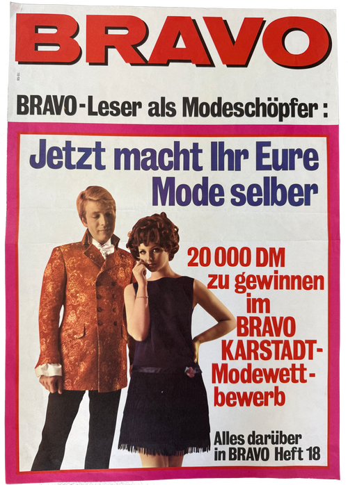 Bravo Ankündigungsplakat zu Heft 18 von 1968 - Jetzt macht Eure Mode selber