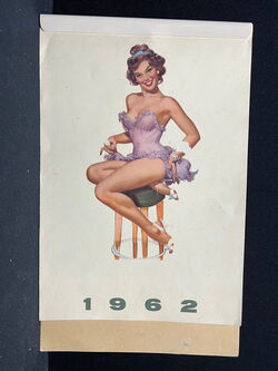 Pin-Up Kalender aus dem Jahr 1962 mit Elvgreen Motiven