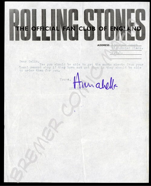 Rolling Stones  - Original-Fan-Club-Schreiben der 60er Jahre (Motiv 281)