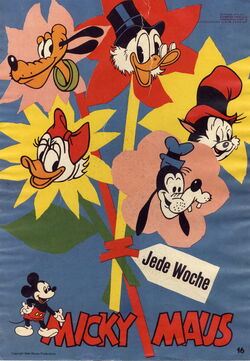 Micky Maus Ankündigungsplakat „Disneyköpfe Blumenstrauß“