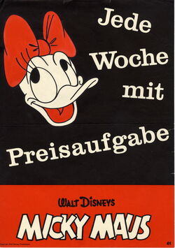 Micky Maus Ankündigungsplakat „Daisykopf mit Preisaufgabe“