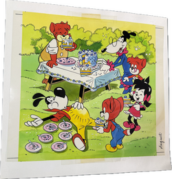 Fix und Foxi - Farbige Originalzeichnung (wohl für das dann nicht mehr erschienene Augustheft 2000)