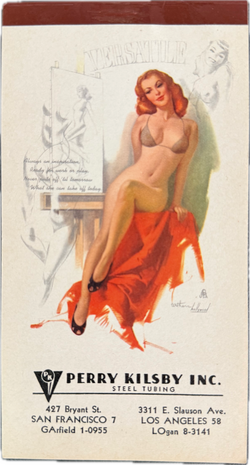 Perry Kilsby Inc. Jahreskalndet 1954 mit Pin-Up Cover