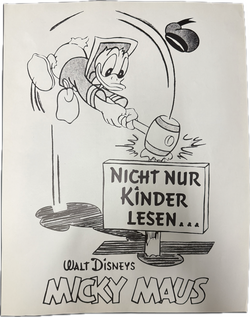 Donald Duck Werbeplakat - Nicht nur Kinder lesen Micky Maus (Alter schwer zu bestimmen - Wohl um 1975)