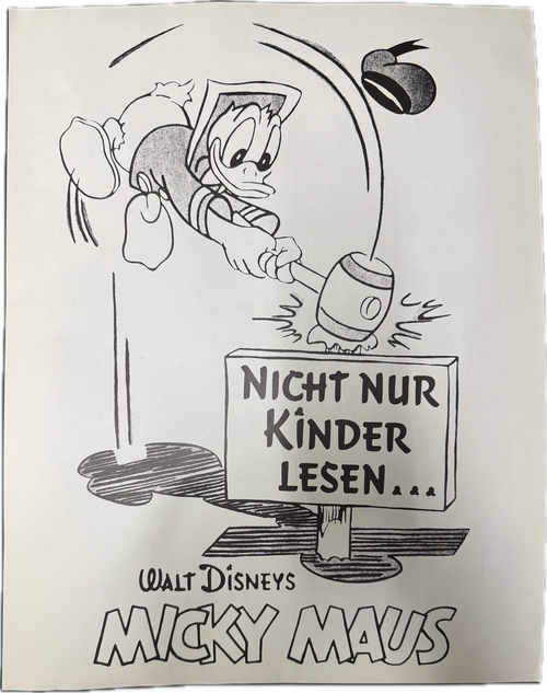 Donald Duck Werbeplakat - Nicht nur Kinder lesen Micky Maus (Alter schwer zu bestimmen - Wohl um 1975)