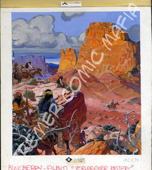 Original cover drawing by Jean Giraud for the German-language comic series Leutnant Blueberry “Der verlorene Reiter” from 1978