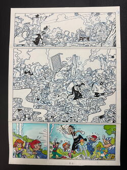 Knax Originalseite (farbig und s/w) mit herrlicher Schlüsselsucher-Szene