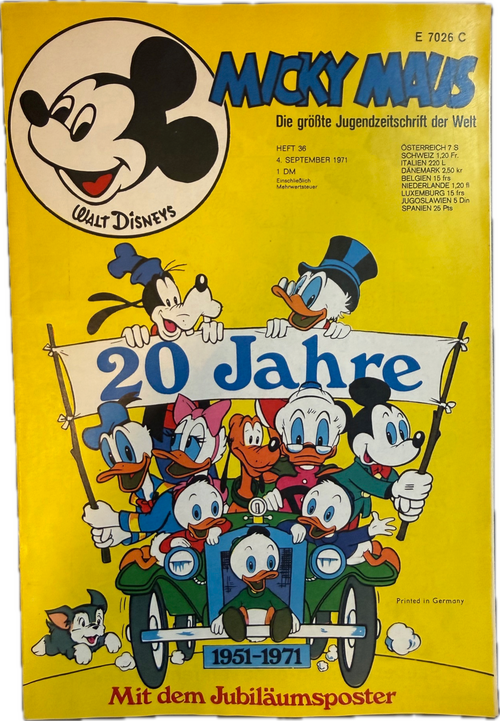 Micky Maus 1971 Heft 35 Top Rarität (Seite 3 Variante)