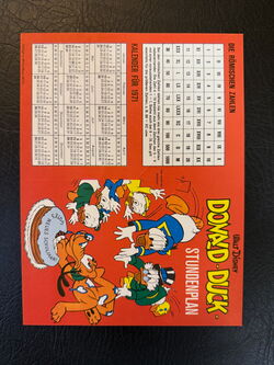 Micky Maus Beilage Stundenplan aus Heft 36 von 1970