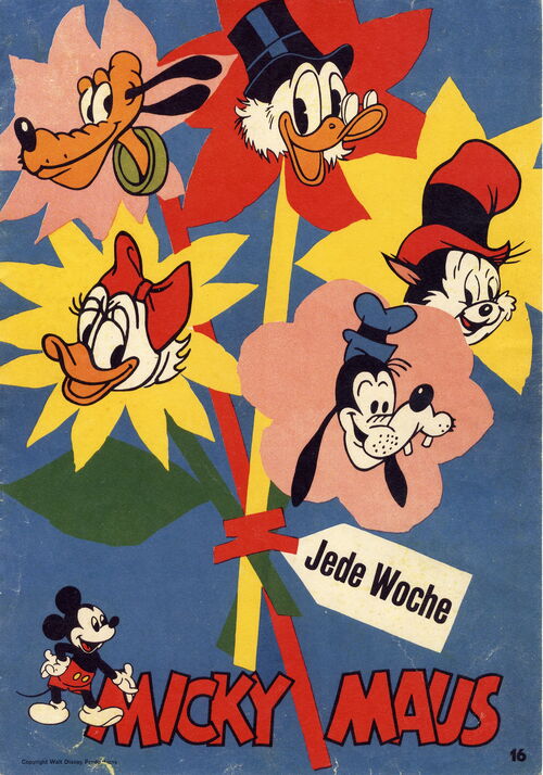 Micky Maus Ankündigungsplakat „Disneyköpfe Blumenstrauß“