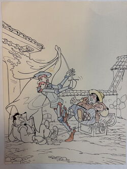 Felix Zeichner Heinz Fechner (1920-2004) - Comicoriginalzeuchnung des Don Quijote Titelbildes von Heft 1 (Bastei Verlag)