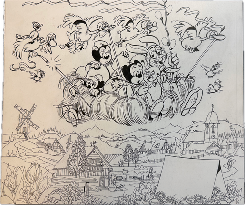 Felix Zeichner Heinz Fechner (1920-2004) - Comicoriginalzeichnung des Felix Titelbildes zum Sonderheft Ostern 1976 (Bastei Verlag)