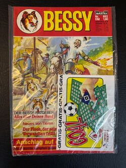 Bessy 892 originalverpackt mit super seltener Fussballrubbelbildertüte