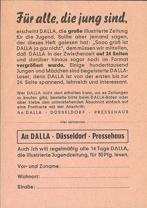 Dalla WERBEINFOZETTEL zu Heft 11 (Jahrgang 1953)