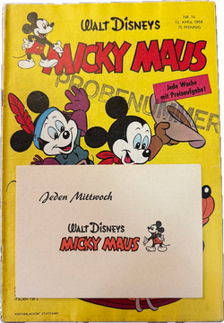 Micky Maus Beilage Jeden Mittwoch (nur in Österreich und in Teilauflage beiliegend) von 1958 aus Heft 14