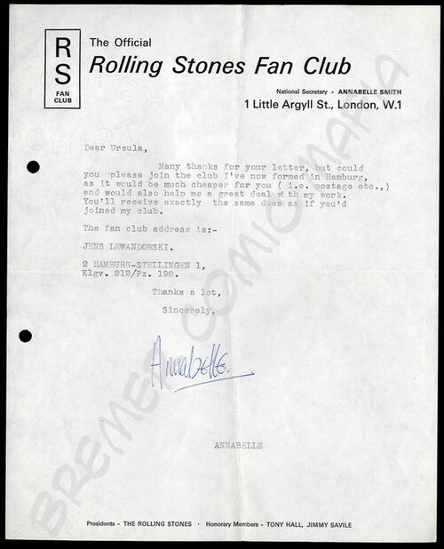 Rolling Stones  - Original-Fan-Club-Schreiben der 60er Jahre (Motiv 268)