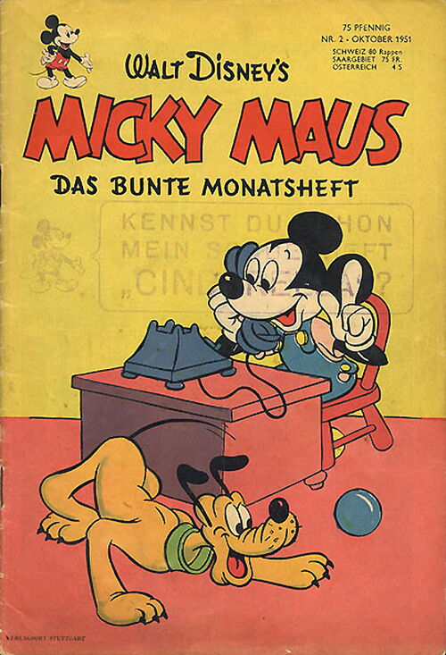 Micky Maus Jahrgang 1951 Nummer 02 (Ehapa Verlag ab 1951) in unikatverdächtiger Werbevariante (Top-Rarität) 