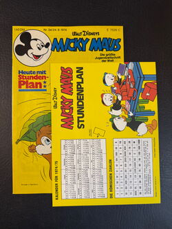 Micky Maus Jahrgang 1974 (Ehapa Verlag ab 1951) Nummer 34 mit losen Stundenplan