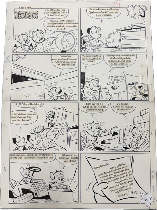 Fix und Foxi Onepager-Gag aus Heft 451 (Originalzeichnung)