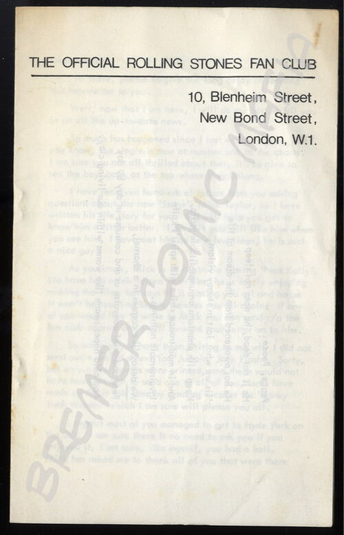 Rolling Stones  - Original-Fan-Club-Broschüre der 60er Jahre (Motiv 274)