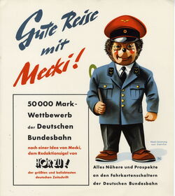 HörZu Ankündigungswerbeplakat mit dem beliebten Igel „Gute Reise mit Mecki“