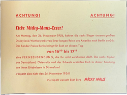 Micky Maus Jahrgang 1956 Nummer 24 SFB Beilagenzettel (Ehapa Verlag ab 1951)