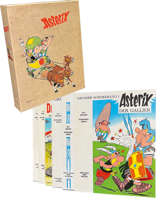 Asterix Schuber (Schmuckcassette) aus dem Jahr 1970 mit den Hardcovern 1-6