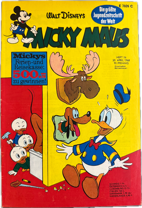 Micky Maus Jahrgang 1968 (Ehapa Verlag ab 1951) Nummer 16 mit Klappseiten