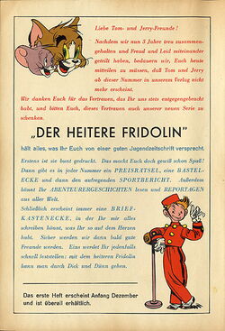 Werbezettel zum Heiteren Fridolin (Semrau)