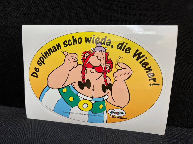 Asterix Werbeaufkleber zur Mundartreihe - Die Spinnen die Wiener.